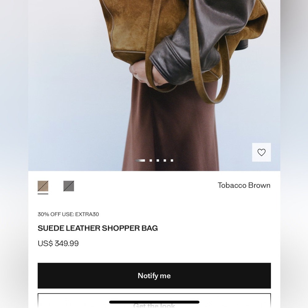 👒 MANGO 👒 SUEDE LEATHER SHOPPER BAG TOBACCO BROWN - Picture 6 of 12